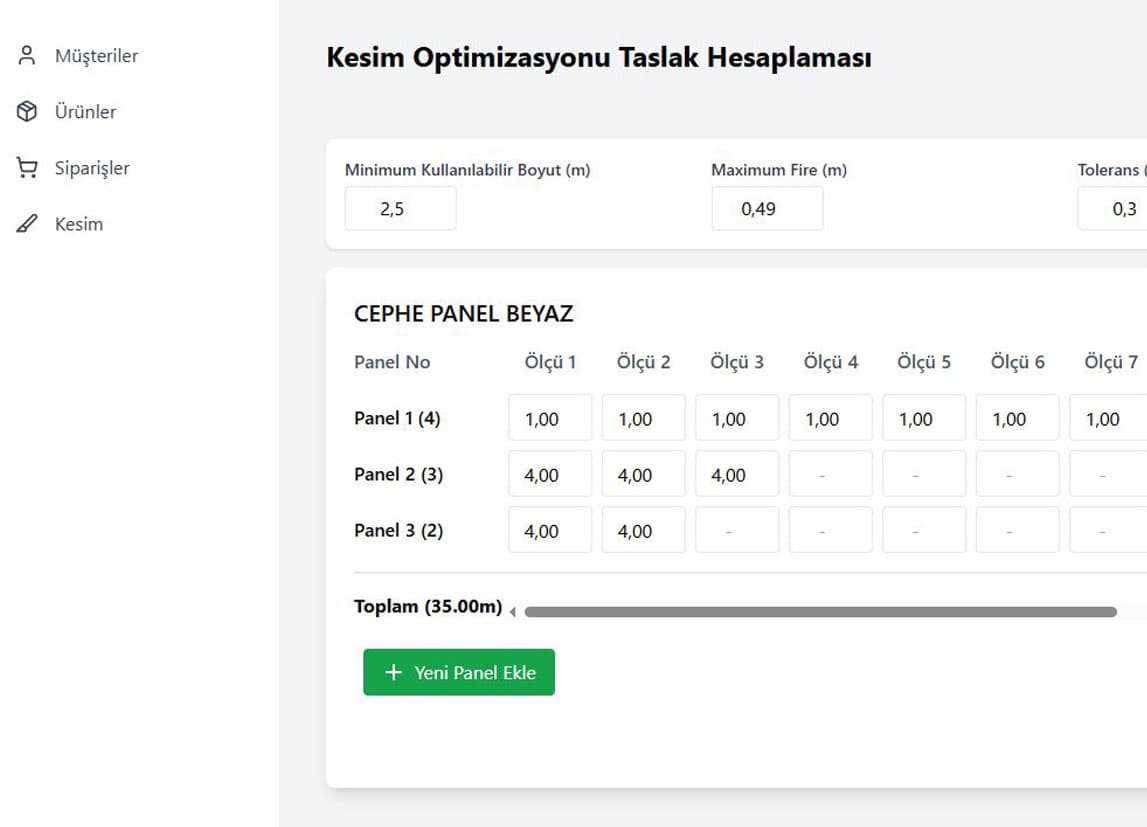Panel kesim programı